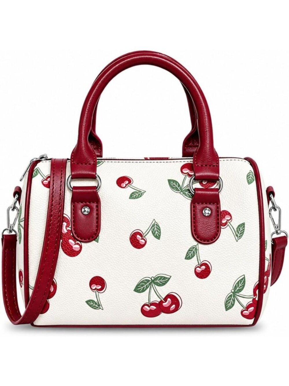 Cute Fruit Print Crossbody Bag | Cherry Strawberry Blackberry Top Handle for